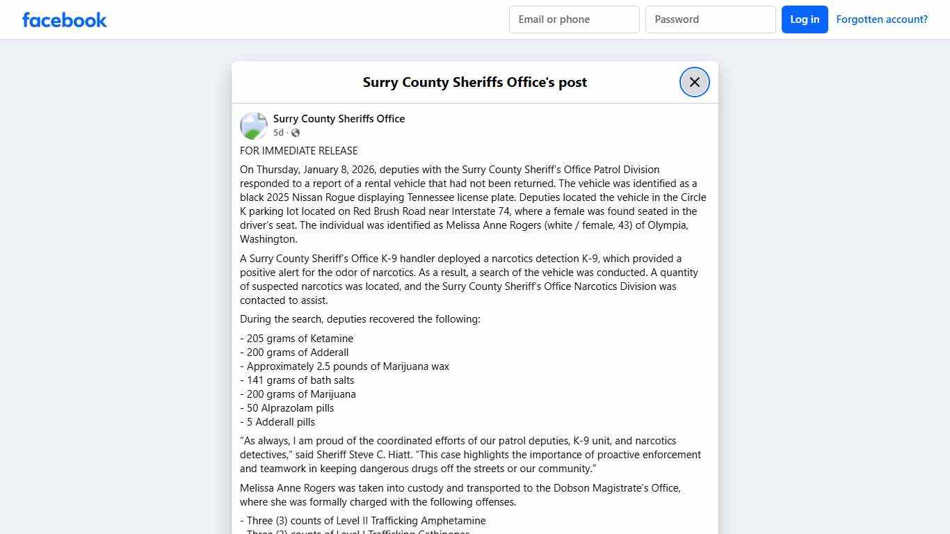 FOR IMMEDIATE RELEASE On... - Surry County Sheriffs Office | Facebook